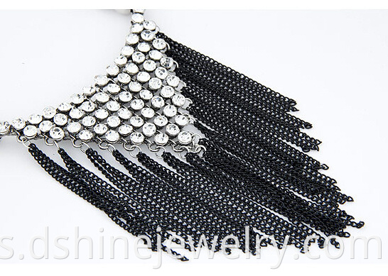 Exaggerated Crystal Tassel Pendant Choker 